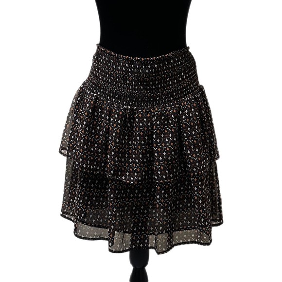 Old Navy Elastic Waist Brown Ruffled Skirt, Large, Pre-owned - Picture 2 of 6